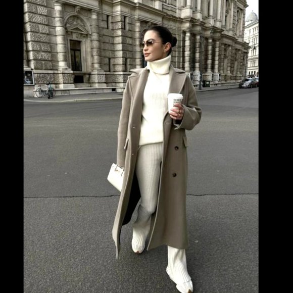 ZARA WOMEN NEW OVERSIZED DOUBLE BREASTED WOOL BLEND COAT GRAY 2578/747 X… - Picture 2 of 15